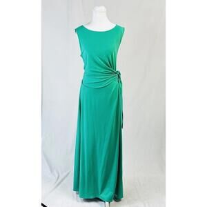 Lane’s End Sz M Sleeveless Side Knot Maxi Dress Clover Green Elegant Spring